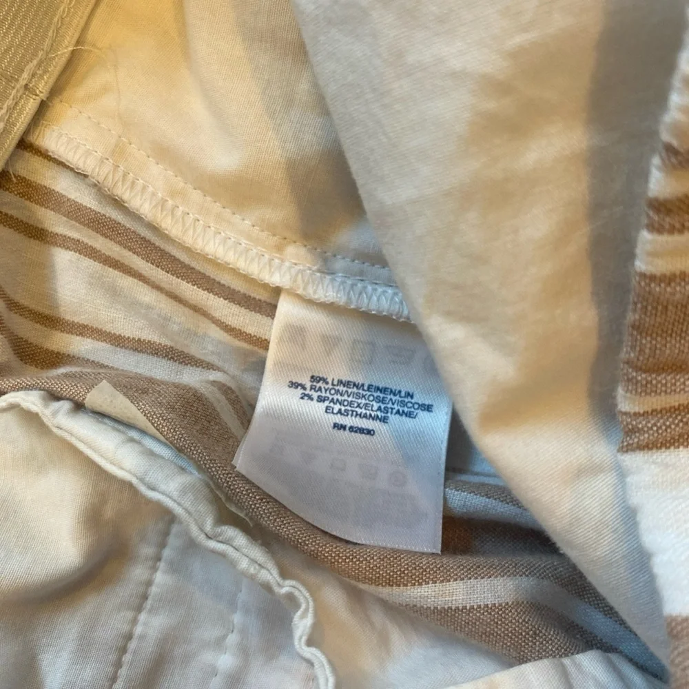 Lands End Wide Leg Pants Striped Mid Rise Womens Medium Linen Blend - Picture 6 of 6